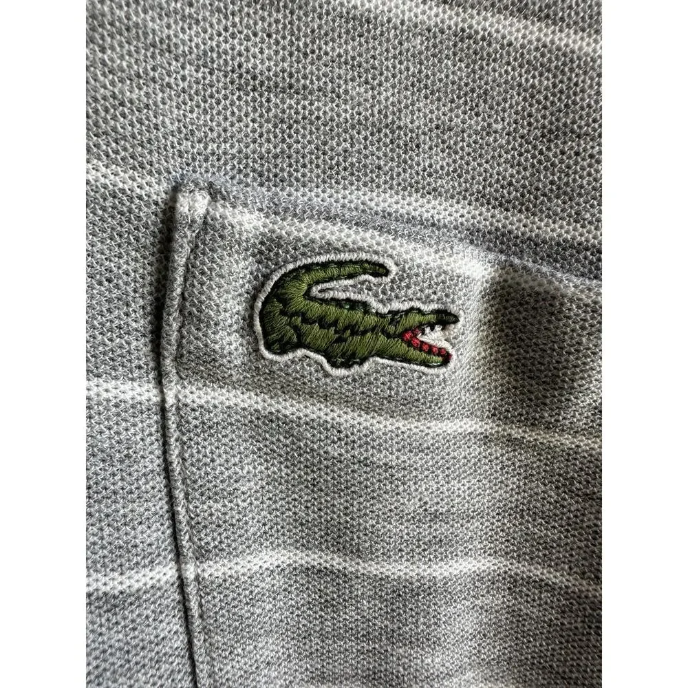 Lacoste Men's XL Gray Polo Shirt Stripe Embroidery Logo